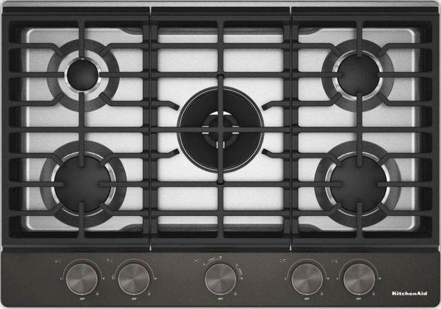 KitchenAid® 30" Black Ore Gas Cooktop with 5 Burners and Integrated Wok Grate-0