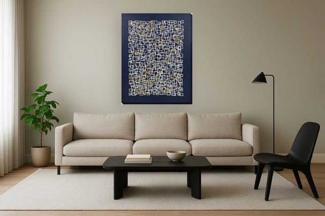 Classy Living Outspoken Midnight Gold Interlock Abstract Wall Art-1