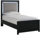 Signature Design by Ashley® Raechalla Black Youth Twin Upholstered Panel Bed-0
