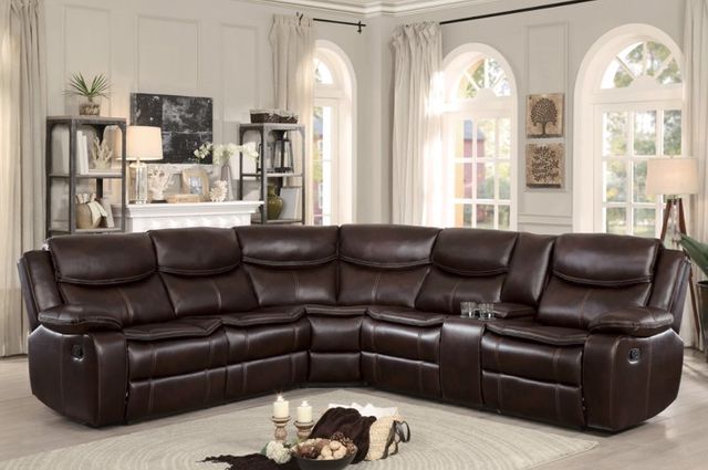 Homelegance® Bastrop Brown 3-Piece Manual Reclining Sectional-1