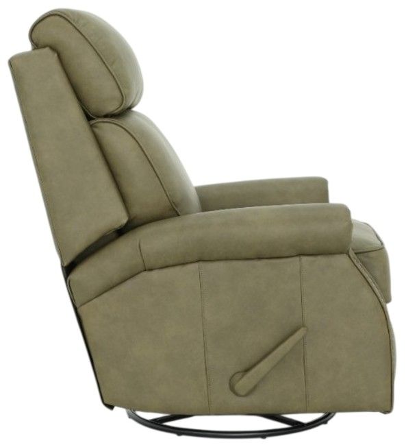 BarcaLounger® Crews Oasis Olive Leather Manual Swivel Glider Recliner-4