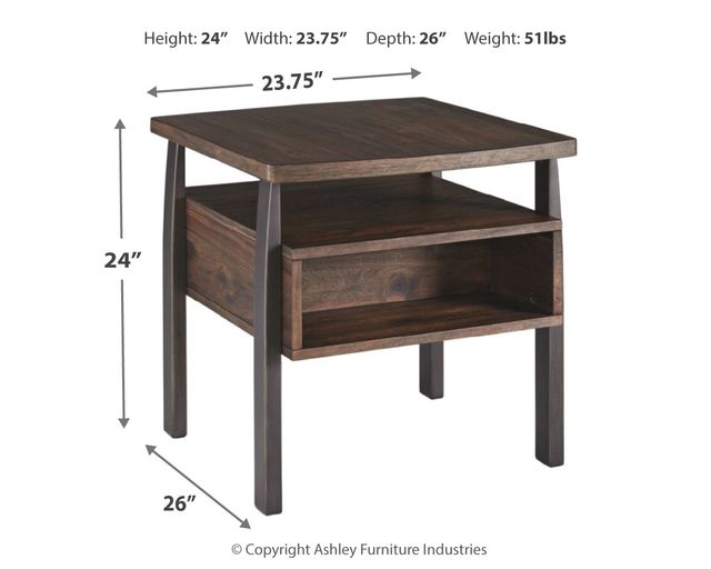 Signature Design by Ashley® Vailbry Brown End Table with USB Ports-3