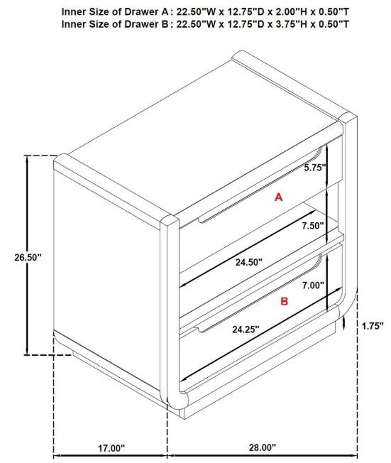 Coaster® Leandro Burnished Black Nightstand-2