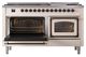 Ilve® Nostalgie II Noblesse 60'' Antique White Pro Style Dual Fuel Range with Burnished Trim-3