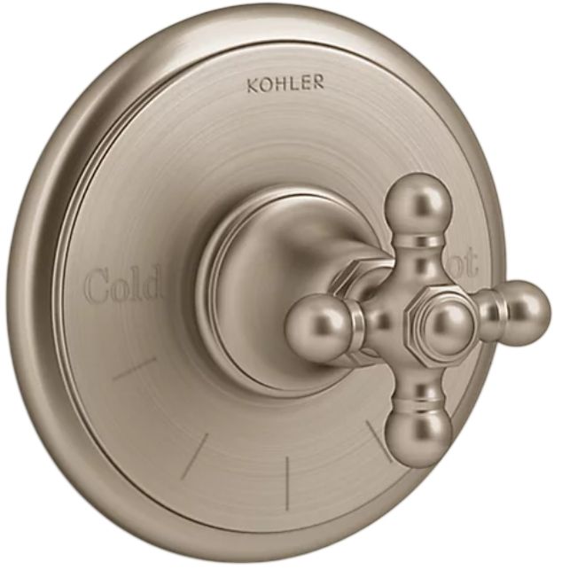 KOHLER® Artifacts® MasterShower® Vibrant Brushed Bronze Temperature Control Valve Trim with Cross Handle-0