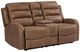 Elements International Avanti Whiskers PU Brown Power Reclining Loveseat with Power Head Recliner and Console-0