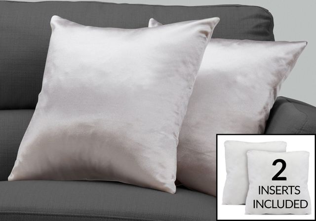 Monarch Specialties Inc. Set of 2 Silver Satin Pillow-0