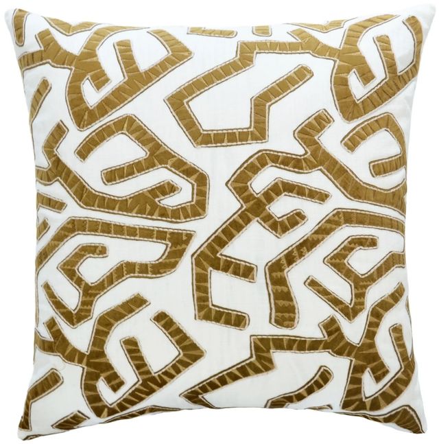Harp & Finial® Jase Mustard Velvet Applique Pillow-0