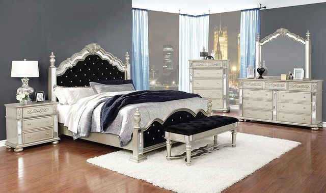 Coaster® Heidi 4-Piece Metallic Platinum King Bedroom Set-0