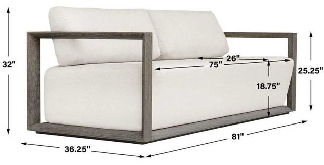 Uttermost® Remsen Oyster/Weathered Gray Fabric/Wooden Outdoor Sofa-2