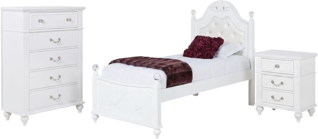 Elements International Alana 3-Piece White Twin Youth Bedroom Set-0