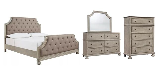 Benchcraft® Falkhurst 4-Piece Gray California King Panel Bed Set-0