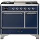 Ilve® Majestic III 40" Midnight Blue Pro Style Dual Fuel Natural Gas Range with Solid Door and Chrome Trim-0