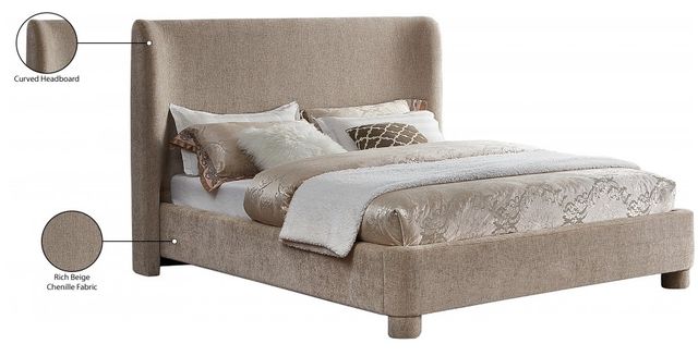 Meridian Furniture Penny Beige King Chenille Fabric Upholstered Panel Bed-3