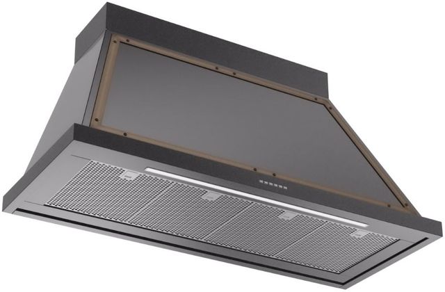 Ilve® Nostalgie II Noblesse 48" Glossy Black Wall Mounted Range Hood with Burnished Trim-1