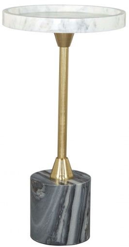 Zuo® Modern Johan White Marble Top Side Table with Gray Mable Base-0