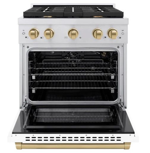 ZLINE Autograph Edition 30" Stainless Steel Pro Style Gas Range with White Matte Door-1