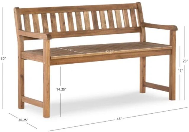 Linon Catalan Acorn Wooden Outdoor Bench-2