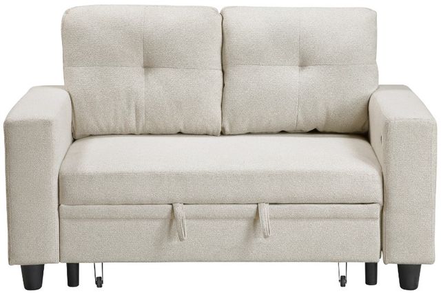 Homelegance® Robinson Beige Loveseat with Pull-Out Bed, Shelves, and Charging Ports-4