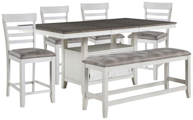 New Classic® Home Furnishings Richland 6-Piece Gray/Vintage Cream Counter Dining Set-0