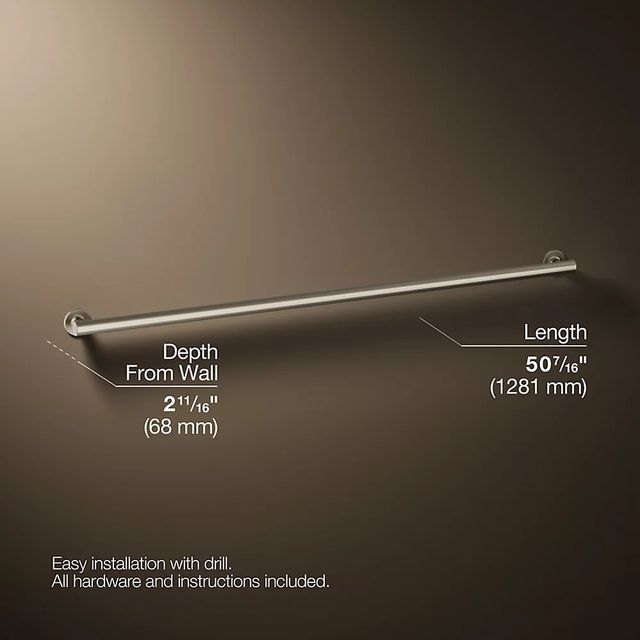 KOHLER® Purist® Brushed Stainless 48" Grab Bar-2