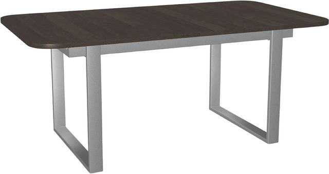 Amisco Customizable Burton 96" Rectangular Extendable Table with 1" Birch Veneer Top, Radius Corners and 1 Leaf-0