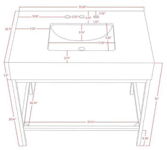 Meridian Furniture Marmo White/Brushed Brass 36" Bathroom Vanity-4