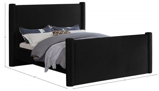 Meridian Furniture Elias Black Velvet Full Upholstered Panel Bed-3