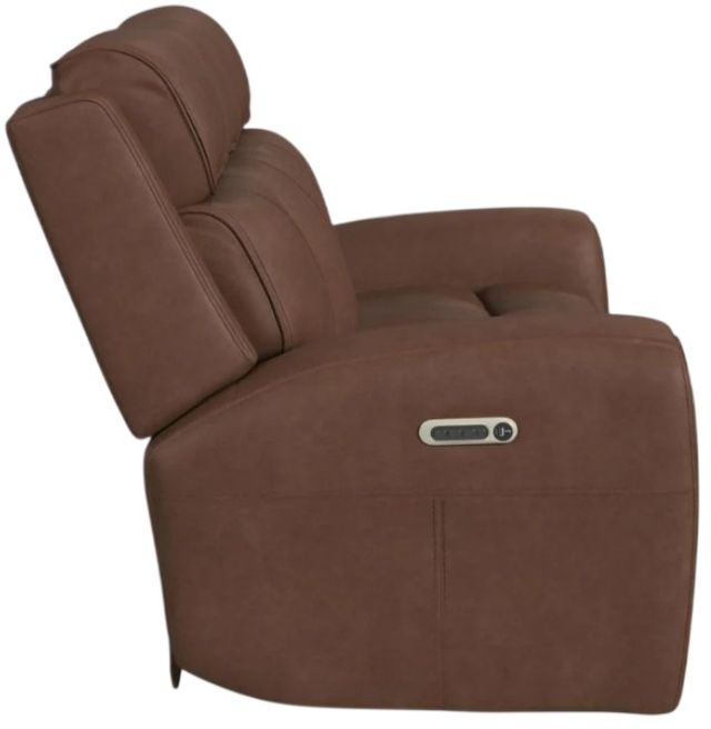 Flexsteel® Warren Classic Brown Leather Power Reclining Sofa with Console, Power Headrest and Lumbarand Lumbar-3