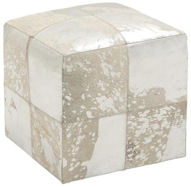 Deco Marche U Select Beige/Silver Ottoman with Patchwork Pattern-0