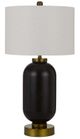 Cal® Lighting & Accessories Sycamore Antique Brass/Black Table Lamp-0