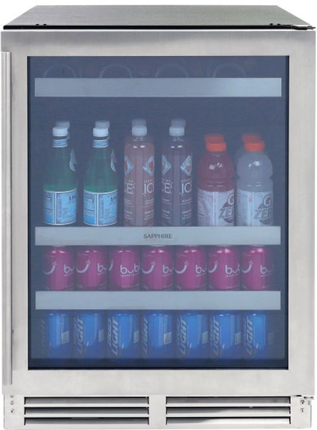 Sapphire Series 3 24" 5.5 Cu. Ft. Panel Ready/Stainless Steel Built In Beverage Center-2