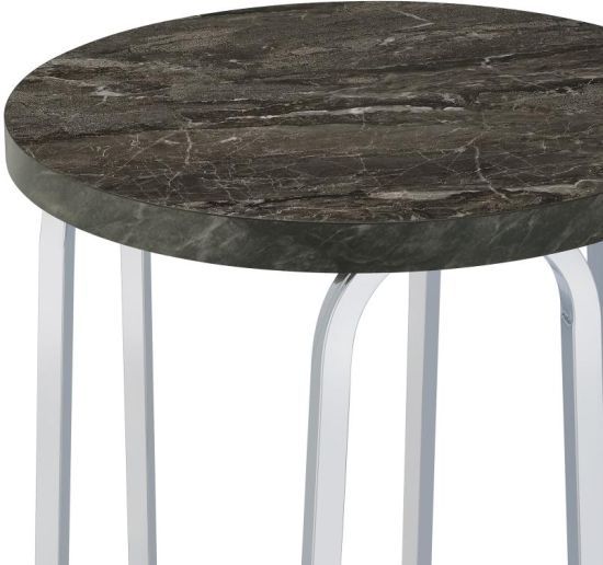 Coaster® Barcelo Gray Faux Marble Top Side Table with Chrome Metal Base-4