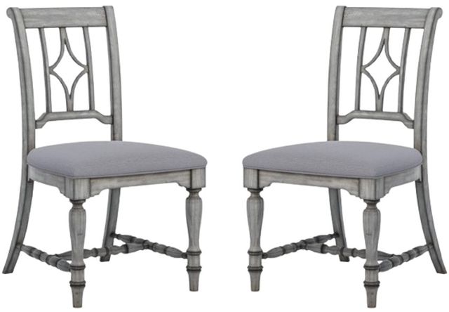 Flexsteel® Plymouth 2-Piece Distressed Graywash Upholstered Dining Chair Set-0