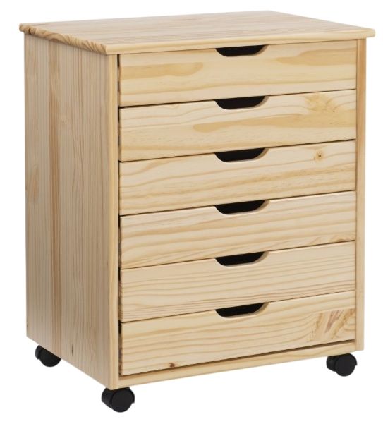 Linon Rudy Natural Wide Rolling Storage Cart