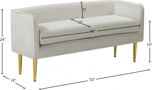 Meridian Furniture Audrey Cream Accent Bench -3