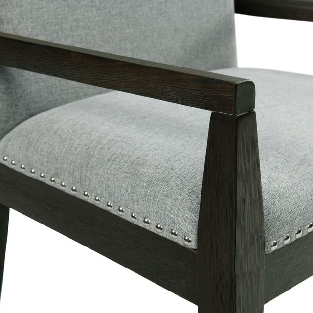 Elements International Donavan Dark/Gray Upholstered Dining Arm Chair-3