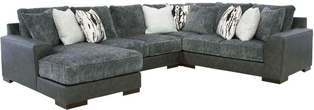 Signature Design by Ashley® Larkstone 4-Piece Pewter Left-Arm Facing Loveseat Sectional and Chaise-0