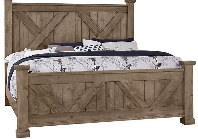 Vaughan Bassett Artisan & Post Collection Cool Rustic Stone Grey 5-Piece X Queen Poster Bedroom Set-1