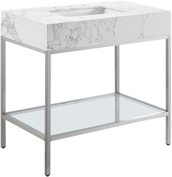 Meridian Furniture Marmo White/Brushed Chrome 36" Bathroom Vanity-0