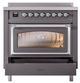 Ilve® Nostalgie II Noblesse 36'' Graphite Matte Pro Style Induction Range with Chrome Trim-3
