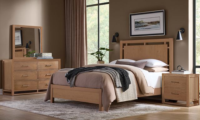 Vaughan-Bassett Lodge & Loft Blond Oak California King Floating Panel Bed-1