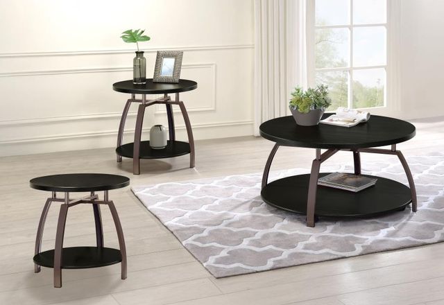 Coaster® Dacre 3-Piece Dark Charcoal Occasional Table with Black Nickel Accent Set-1