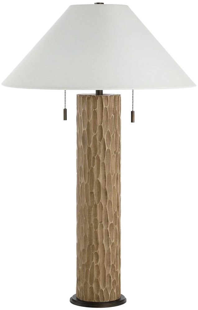 Renwil® Everren Pino Carved Brown Oak Table Lamp-2