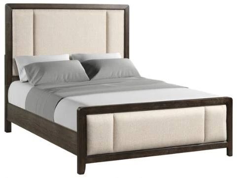 Bernards Fulton Beige/Medium Brown Upholstered Queen Panel Bed-0