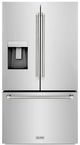 ZLINE Autograph Edition 36" 28.9 Cu. Ft. Stainless Steel Standard-Depth French Door Fingerprint-Resistant Refrigerator with External Water Dispenser and Dual Ice Maker in Polished Nickel Helix Handles-0