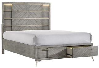 Bernards Aries Gray Queen Panel Storage Bed