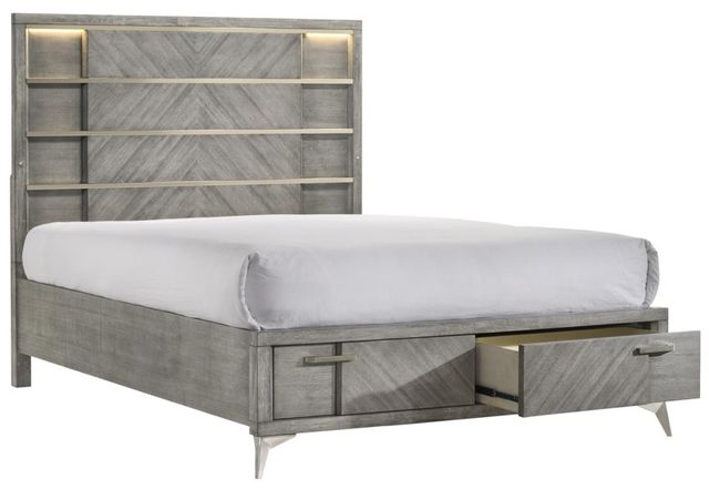 Bernards Aries Gray Queen Panel Storage Bed-0