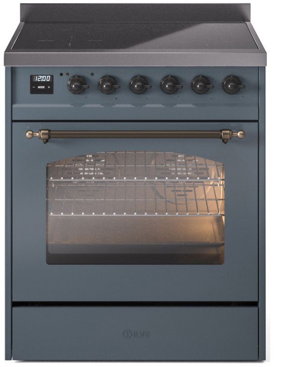 Ilve® Nostalgie II Series 30" Blue Grey Pro Style Induction Range-0