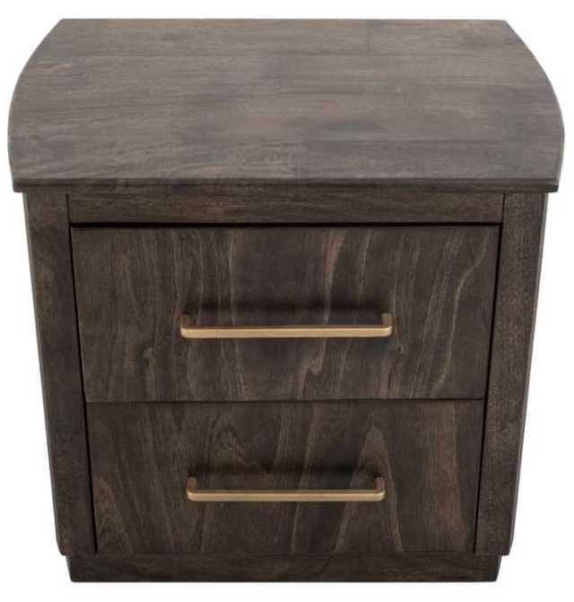 International Furniture Direct Dark Mezquite Black Curved Nightstand-3